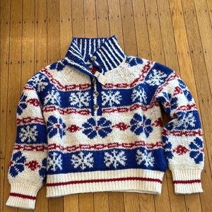 MOTHER Blue and White Turtleneck Sweater